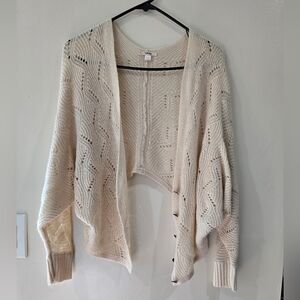 Timing Cream Open-Front Cropped Cardigan Size S